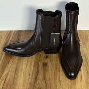 Brand new Massimo Dutti Brown Leather Western Boots - Size 38 (EU), 7.5 (US)